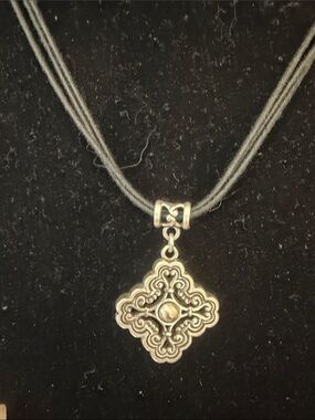 Brighton filigree Pendant Necklace - black Cord